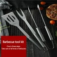 thumbnail image 1 of facefd 3PCS Stainless Steel Barbecue Tool Set Non-stick Spatula Fork Tong Barbecue Grilling Set, 1 of 8