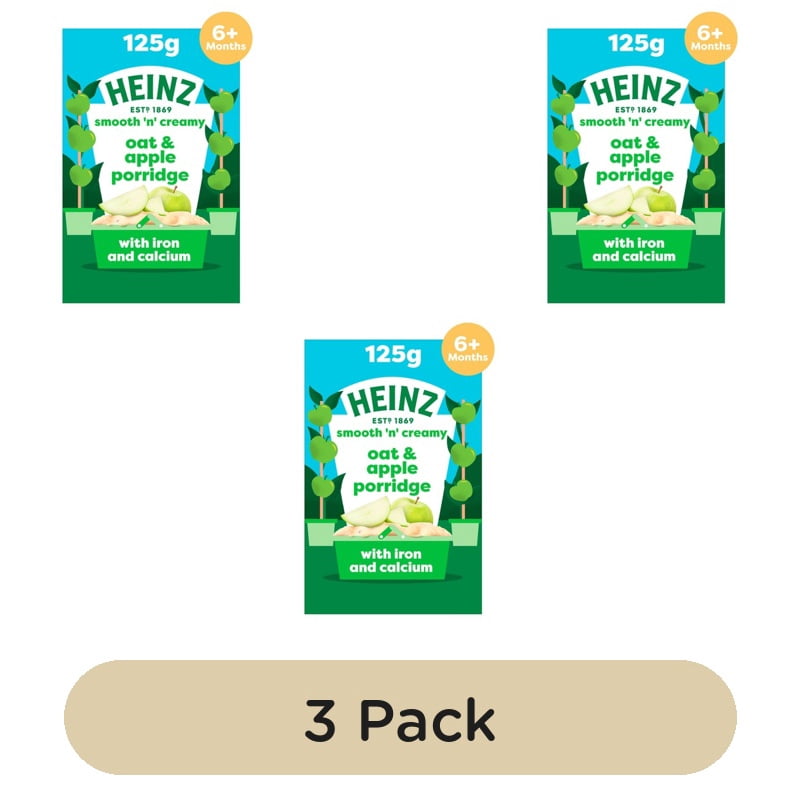 Heinz Oat Apple Porridge Baby Food 6+ Months 125g, British Import (Pack of 3)