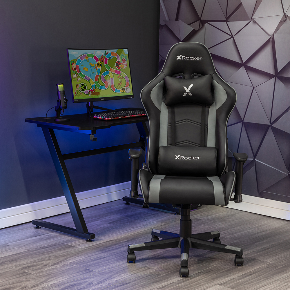X Rocker Vortex Leather PC Gaming Chair, Black and Gray, 24.8" x 27.17" x 48.22-51.97" - image 4 of 10