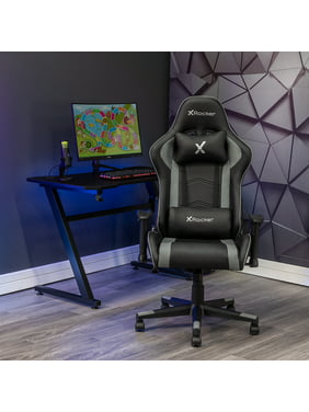X Rocker Vortex Leather PC Gaming Chair, Black and Gray
