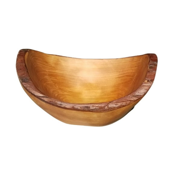 9.5" X 7" X 3.75" tall bark edge reclaimed root wood bowl