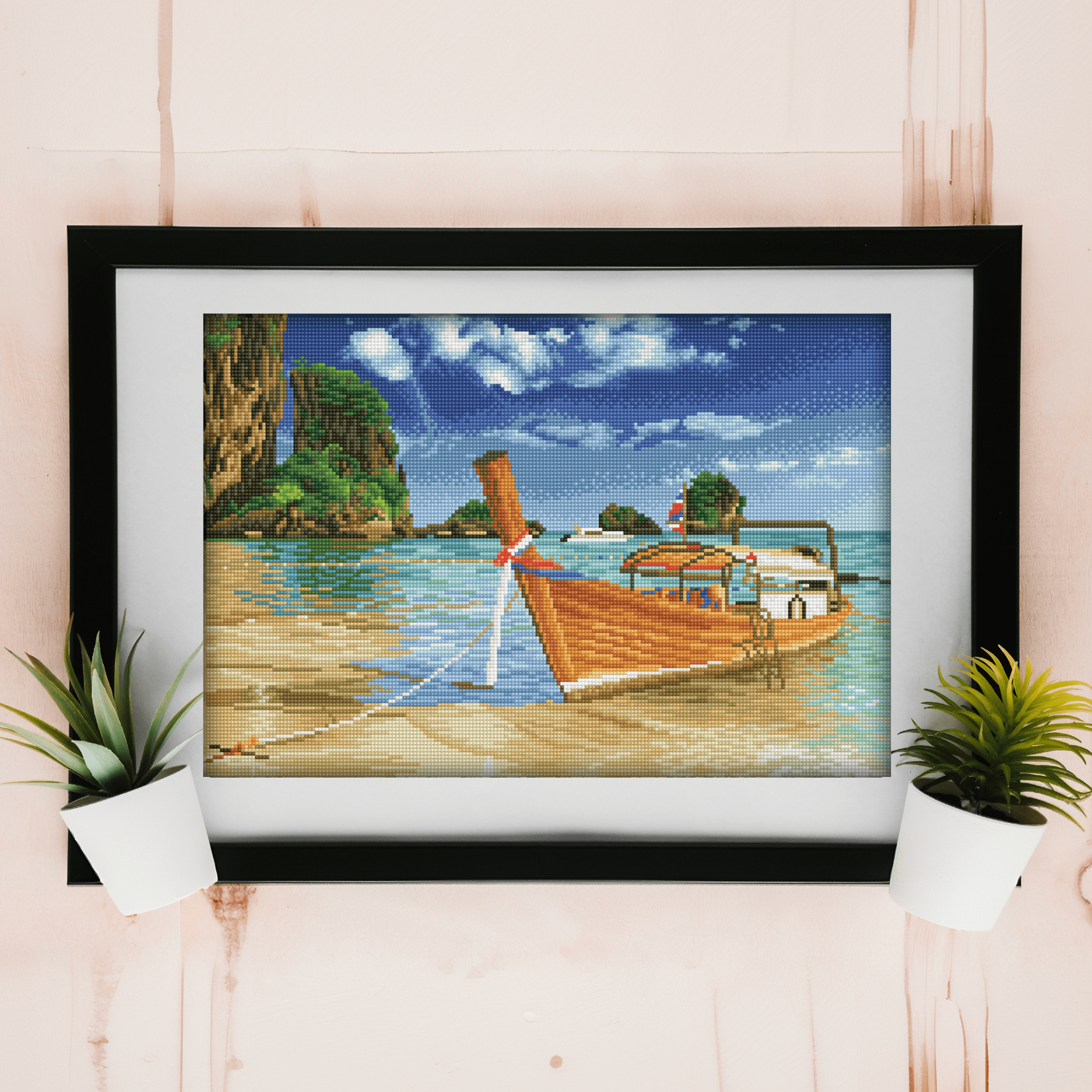 Diamond Dotz Thai escape - Pre-Framed Kit Scenery Diamond Painting Kits for Adults - Diamond Art Kits a Relaxing Creative Craft Kit with Dotz Gems 20.5"x13.8"
