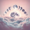 thumbnail image 2 of Ambesonne Pink Duvet Cover Set, Pastel Sky Moon Phases Clouds, Queen, Mauve Pale Rose and Blue, 2 of 5