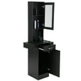 thumbnail image 4 of Imerelez Classic Barber Station, Salon Station with Locking Drawer, Glass Door, Storage Cabinets, Dryer Holders, Wood Hair Styling Equipment, Black, 4 of 8