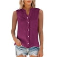 thumbnail image 5 of Alitao Button Down Shirts Linen Shirts Cotton Linen Shirts For Women Sleeveless Collared Tops Oversized Up Blouses Work Shirts Casual Summer Tshirt Tshirts Shirts Summer Tops Hot Pink 5XL, 5 of 9