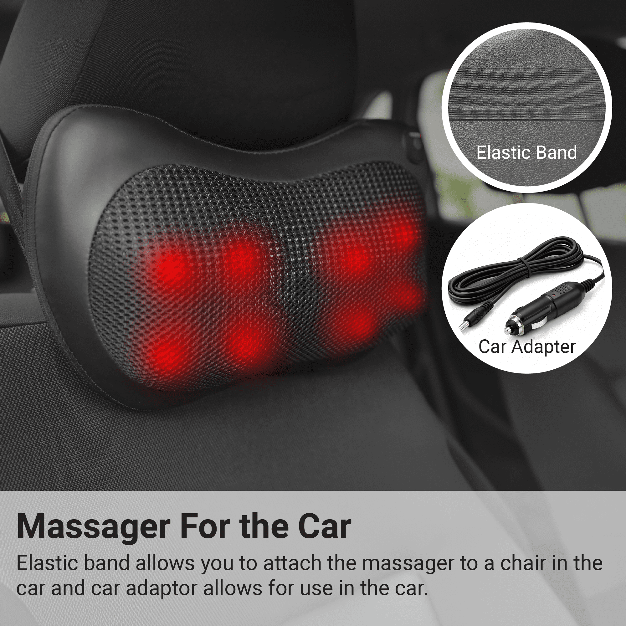 Daiwa Felicity Happy Back Day Shiatsu Neck and Back Massager with Heat, 8 Kneading Nodes, Ergonomic Hands-Free Design, Portable