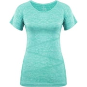 Disbest Raglan Short Sleeves Yoga Shirts Round Neck Running Tees High Performance Sport Workout Tops for Women
