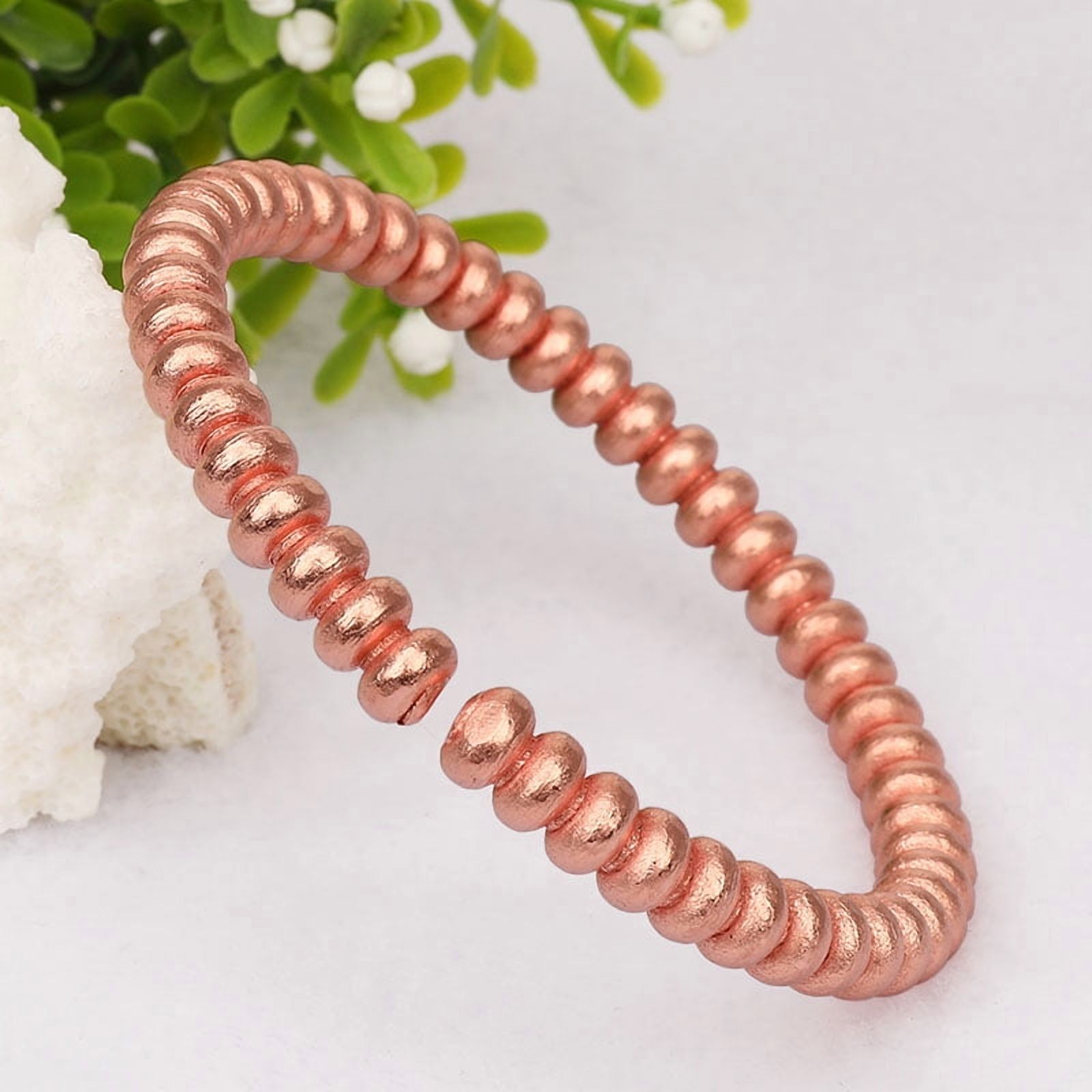 Wollet Non Magnetic Pure Copper Bracelet for Men Women, Set of 2, Length: 6.8&7.4 in, Handmade Copper Jewelry Bracelet Anti Rheumatism
