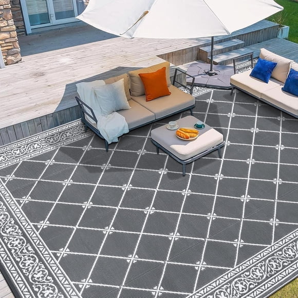 Outdoor Rug for Patio xft Portable Plastic Straw Rug Indoor Outdoor Rugs Reversible Mat for Patio Decor Balcony Picnic Geometric RV Camping Rug