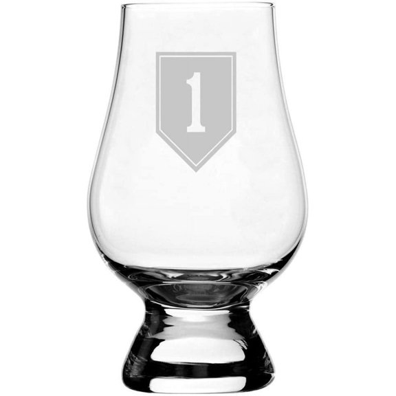 United States Army 1st Infantry Division Etched Glencairn Crystal Whisky Glass