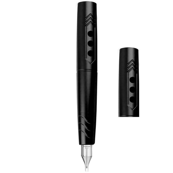 Luna Wireless Permanent Makeup Pen Compatible with Standard Tattoo Machine Cartridges for Micropigmentation (Midnight Black, Med - Pen & Extra Battery)
