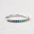 thumbnail image 4 of 18k gold plated Minimalist Rainbow Gemstones Half Eternity Ring,Ombre ring.multi color eternity band,half eternity rainbow band,Gold Engagement Ring, 4 of 6