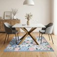 thumbnail image 3 of ODIKA 5'x7' Washable Area Rug Non-Slip, Low Pile, Stain Resistant Hydrangea Floral Bouquet With Eucalyptus Leaf And Plaid Border Accents for Guest Room, Lounge, Apartment, 3 of 7