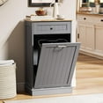 thumbnail image 7 of 13 Gallons Tilt Out Trash Cabinet Freestanding Kitchen Hidden Trash Bin Cabinet with Hideaway Drawer Pet Proof Trash Can Holder for Kitchen Living Room, Grey, 7 of 7