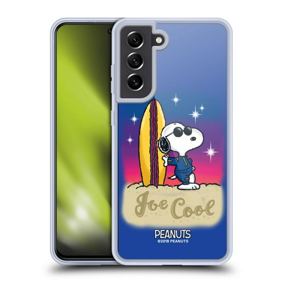 Head Case Designs Peanuts Snoopy Boardwalk Airbrush Joe Cool Surf Soft Gel Case for Samsung Galaxy S21 FE 5G