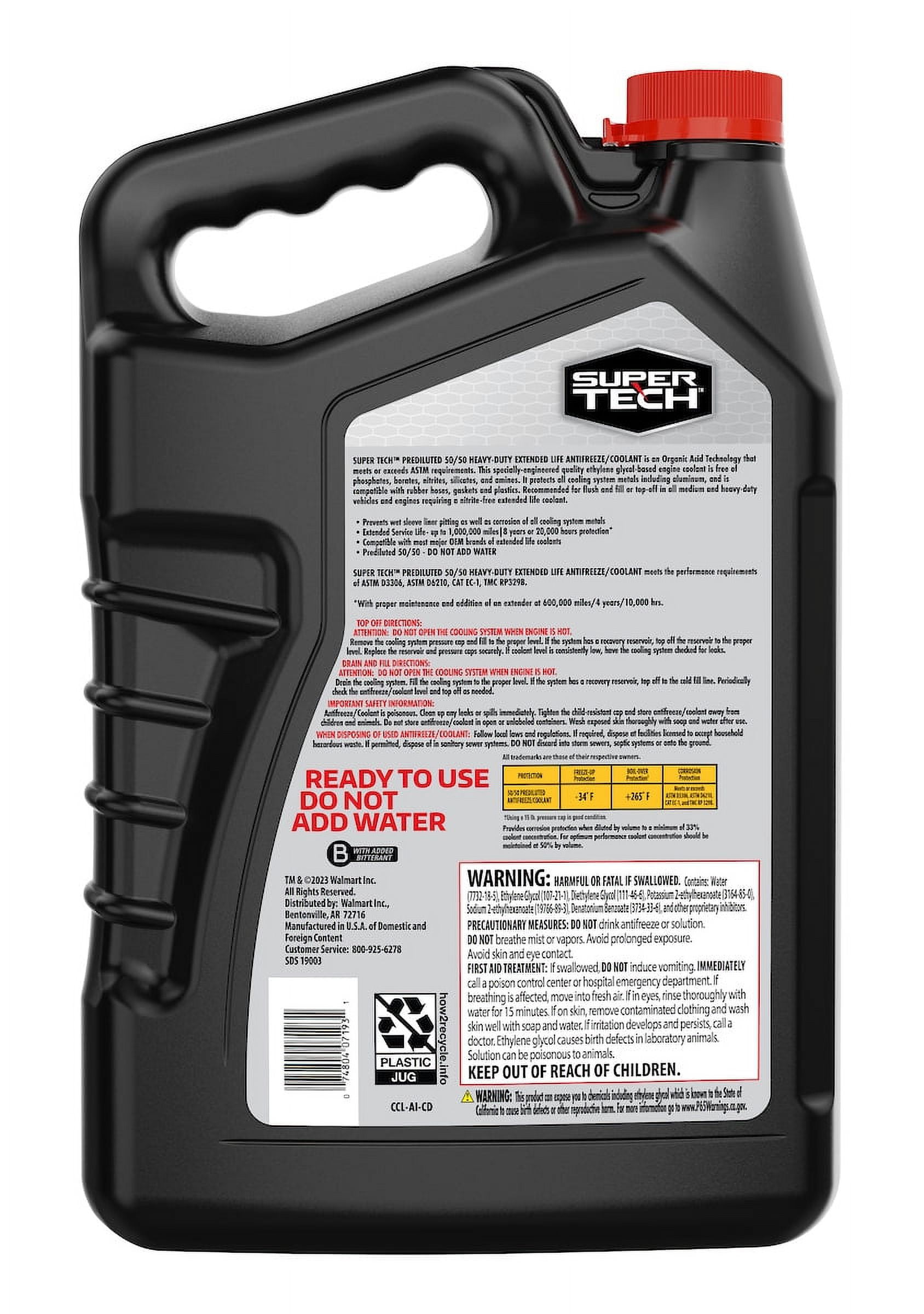 (4 pack) Super Tech 50/50 Heavy Duty Nitrite Free Antifreeze/Coolant for Trucks and All Vehicles