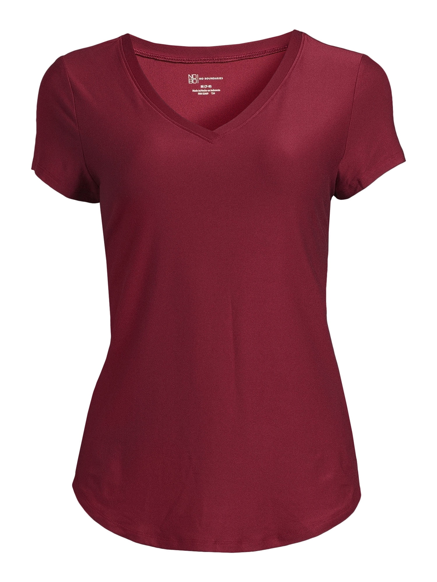 No Boundaries Juniors Brushed V Neck T-Shirt with Short