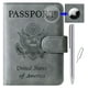 thumbnail image 1 of Funda de piel con cierre de pasaporte y bloqueo RFID para viajes esenciales, 1 of 9