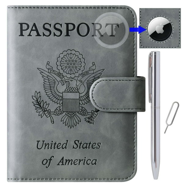 Funda de piel con cierre de pasaporte y bloqueo RFID para viajes esenciales