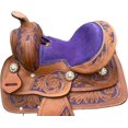 thumbnail image 4 of Resistance Miniature Western Barrel Saddle – 8 Inch Seat, Floral Tooled Design with Conchos Inlay, 4 of 6