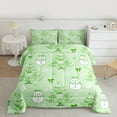 thumbnail image 2 of jejeloiu Cartoon Xmas Snowmen Bedding Comforter Set,Merry Christmas Twin Comforter Sets,Green Bowknot Bow Bedding Set For Childrem,Ultra Soft Home Decor Reversible,2pcs, 2 of 8