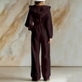 thumbnail image 6 of Edvintorg Casual Jumpsuits for Women Plus Size Fashion Fleece Long Sleeve Hooded Zip up Jumpsuit with Wide Leg Pant One Piece Women's Clothing S-3XL Wine, 6 of 7