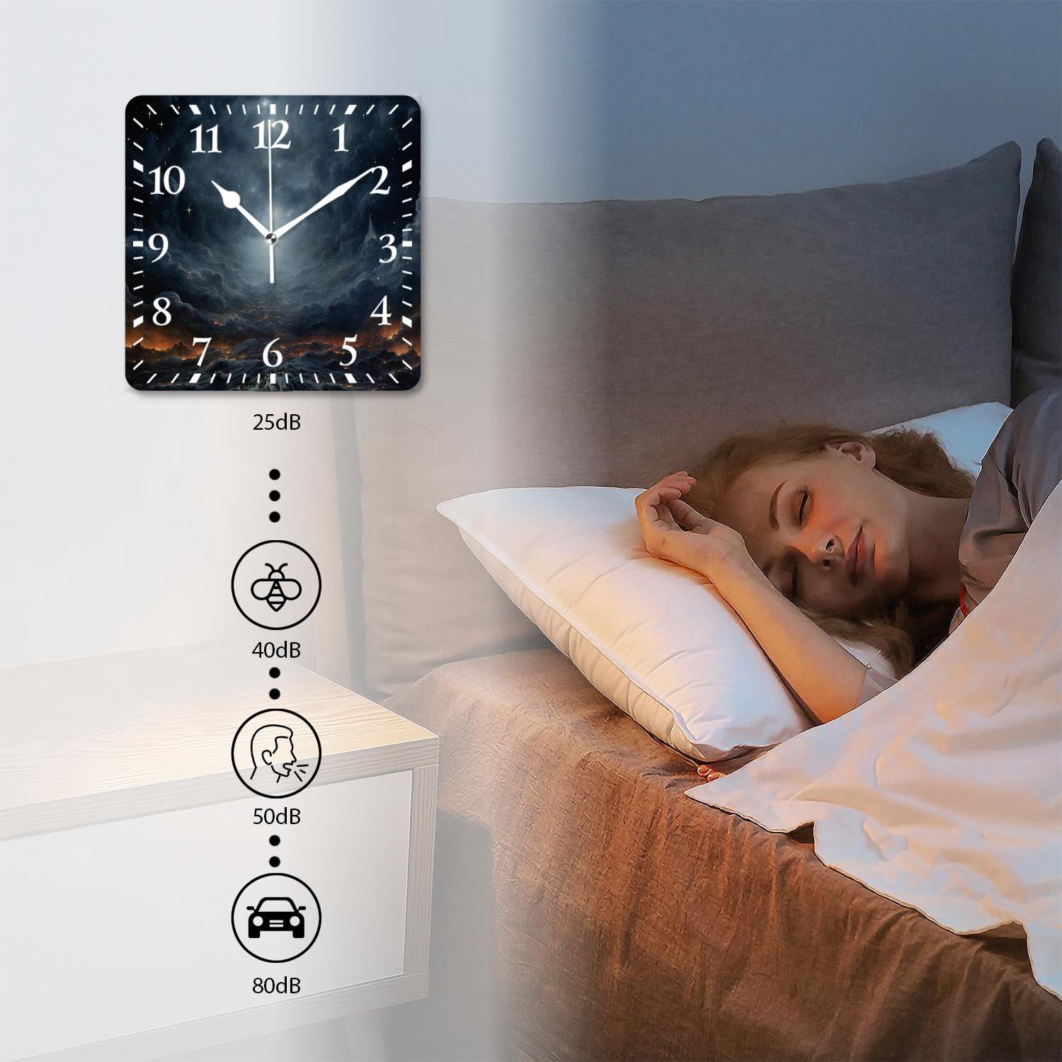10 Inch Wall Clock Battery Operated Silent Clock Decorative for Office, Kitchen, Outdoor, Living Room，Outer Space Spiral Galaxy Image Space and Stars Picture