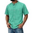 thumbnail image 4 of Homeyce Short Sleeve Polo Shirts for Men Shirts Button Down Denim Shirt Vintage Western Washed Distressed Top,Green M, 4 of 6