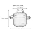 thumbnail image 3 of Olla de vidrio: Olla de vidrio transparente resistente al calor de 350 ml para sopa a fuego lento con tapa - Cacerola resistente al calor, utensilio de cocina para cocinar ramen en la estufa, 3 of 7