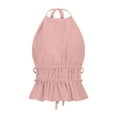 thumbnail image 6 of Heisall Womens Summer Tops Halter Neck Backless Tie Detail Sexy Y2K Style Solid Color Fashion Blouses, 6 of 8