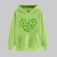 thumbnail image 2 of Plebaso Sweatshirts à Capuche pour Femmes pour la Saint-Patrick, Manches Longues, Imprimé Trèfle, 2 of 5