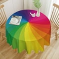 thumbnail image 3 of Rainbow Swirl Tablecloth, Colorful Twisted Spiral Rainbow Rays Print Round Table Cover for Party Kitchen Picnic Decor 60x60in, 3 of 6