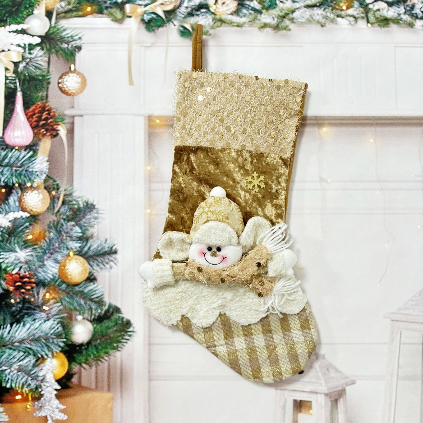 Moocorvic Snowman Christmas Stockings Bulk Gold Christmas Tree Hanging  Ornaments for Family Christmas Holiday Decorations DIY Craft Large -  Walmart.com, image size:1600x1600