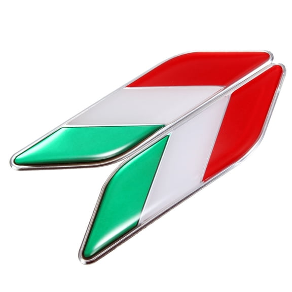 Opvise 2Pcs 3D Italian Flag Adhesive Car Sticker Badge Waterproof Emblem Styling Decor