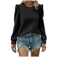 thumbnail image 5 of UYISJ Women's Puff Long Sleeve Sweatshirts Fall Winter Crew Neck Twist Texture Pullover Tops Casual Lightweight Solid Color Sweatshirts XXL, 5 of 8