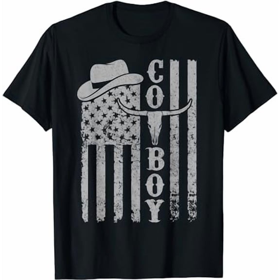 Western Country Men Teen Boy Kid Rodeo Southern Retro Cowboy T-Shirt