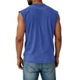 thumbnail image 4 of Men's Cotton Sleeveless Tank Tops Casual Stylish Crewneck Muscle Gym Tank Shirts Summer Quick Dry Pure Color Beach Vest Blue 2XL, 4 of 5