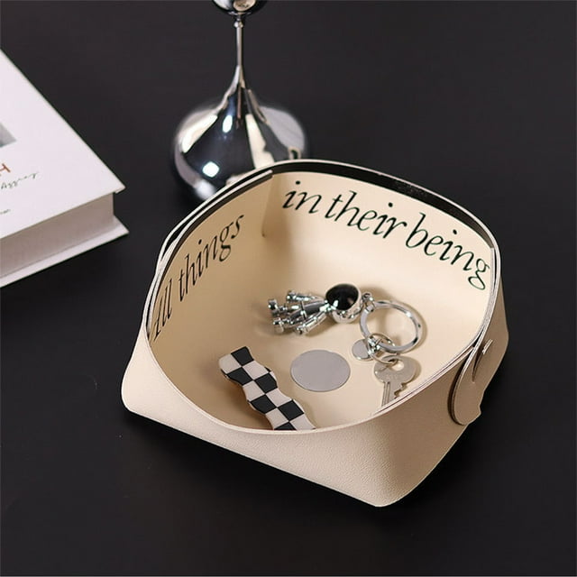 mmirethe Storage Box Living Room Entrance PU Leather Tray Home Decorative Basket Desktop Jewelry Key Wallet Case Organizer