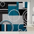 thumbnail image 1 of Modern Turquoise Decor Shower Curtain Gray Black Blue Stripes Geometric Bath Curtain Retro Circle Swirls Texture Color Art into a Contemporary Masterpiece Machine Washable Fabric (72" W x 72" L), 1 of 6