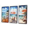 thumbnail image 3 of Designart "Southern Shoreline Echoes" Nautical & Beach Framed Wall Art Set Of 3 - Turquoise Beach Sand Frame Canvas Set For Living Room Decor, 3 of 6