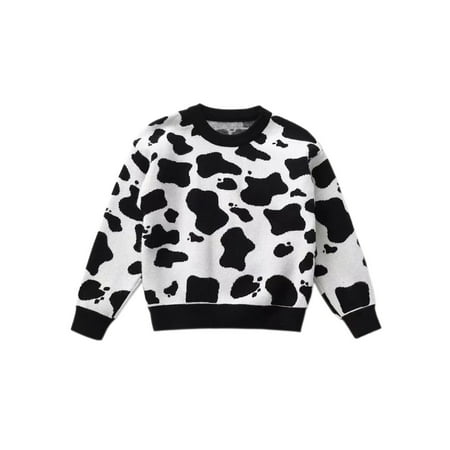 

xingqing 2-6Years Toddler Baby Knitted Sweater Cow Pattern Casual Long Sleeve Pullover Autumn Warm Knitwear Black 5 Years