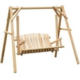 thumbnail image 1 of Outsunny 6.5' Outdoor Loveseat 2 Person Wood Porch Swing Natural Wood, 1 of 10