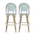 thumbnail image 4 of 29.5 Inch Outdoor Wicker Bar Stools Set Of 2 With Aluminum Frame And Bamboo Accents, Light Teal For Patio Deck And Poolside Use, 4 of 9