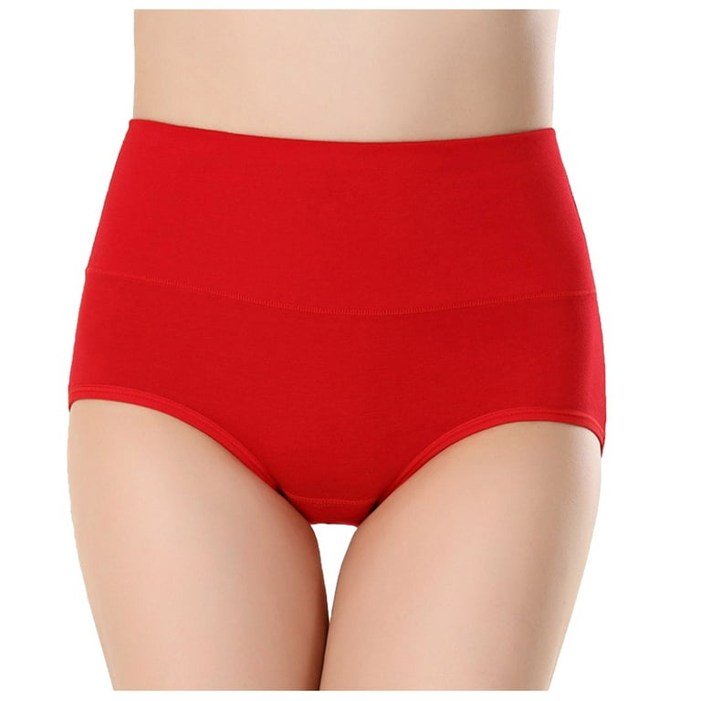 HUPOM Womens Underwear Cotton Cotton Boxers For Women High waist Elastic  Waist Solid Briefs Red XL 