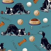 FREE SHIPPING!!! Good Boy Design Printed on 100% Cotton Quilting Fabric for DIY Projects by the Yard (Teal, Black, White)