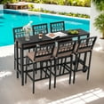thumbnail image 4 of TPHORK 7 Piece Patio Bar Dining Set,Outdoor 63" Durable Bar Height Table & Cushioned Bar Stools of 6,Metal Bar Table and Chairs Set for Balcony, Backyard, Porch, Poolside, 4 of 7