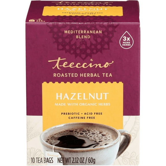 Teeccino Medium Roast Single Serve Herbal Coffee, Hazelnut, 10 Ct