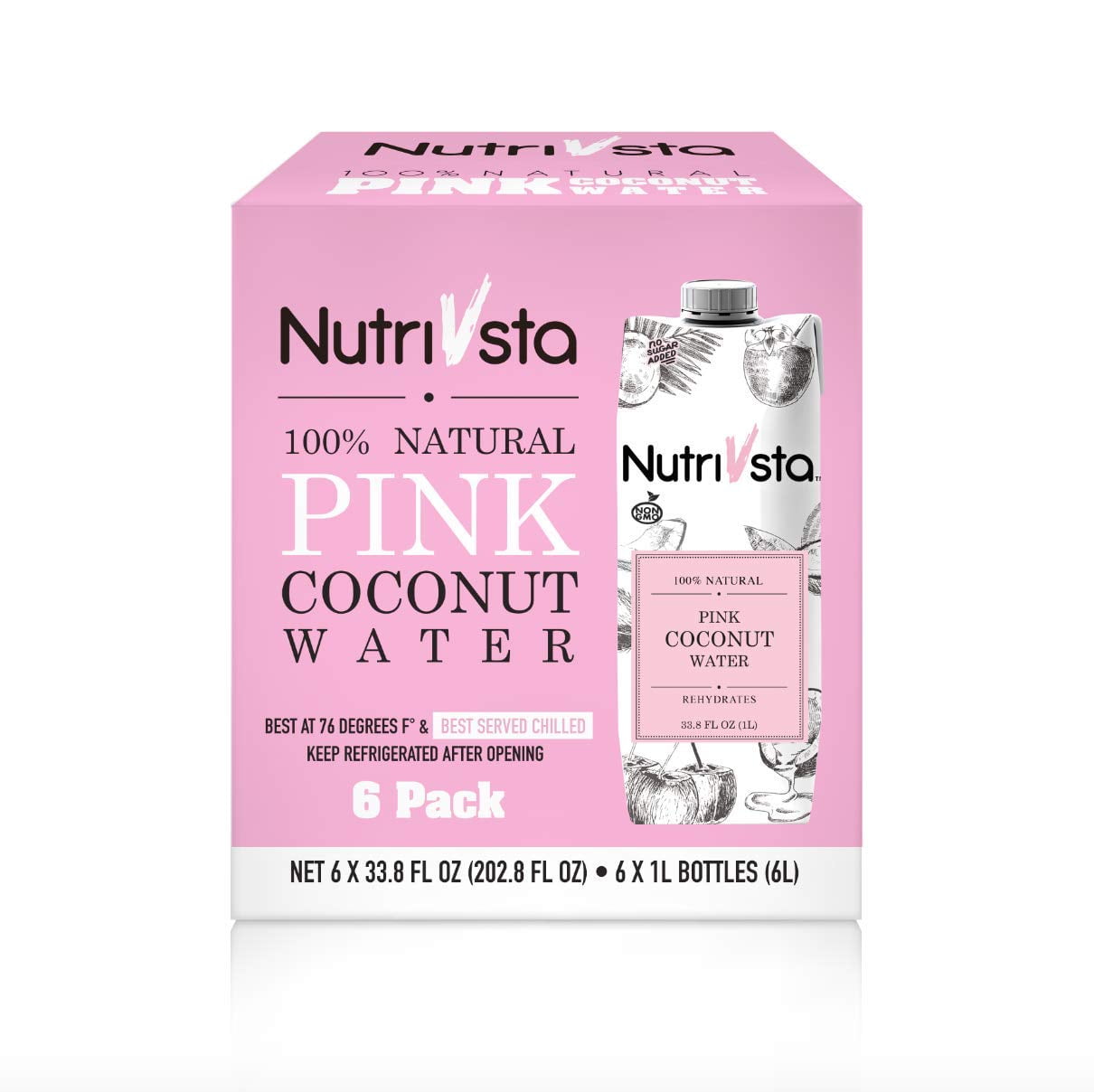 Pink Coconut Water_(1L) 6 Pack, Exclusive and Premium Coconut Water