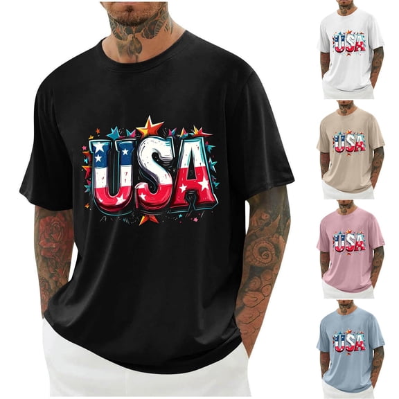 Vetsdori Fourth of July Tshirts for men Independence Day Summer Pullover Red White and Blue Casual Short Sleeve Graphic,Mens Tops Crew Neck