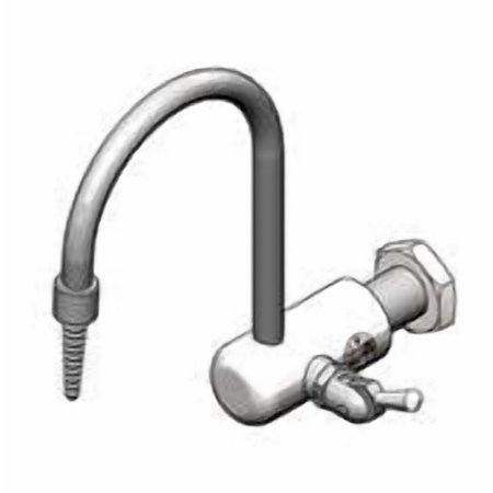 T&S Brass - Lab Faucet, Wall Mount, Gray PVC, Rigid Gooseneck, Serrated Tip, 3/8'' NPT Female Inlet (Pure Water Applications)